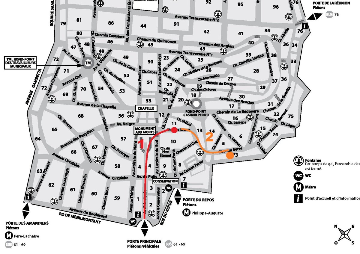 La nouvelle sépulture de Lequeu se situe alors dans la division 73, en bordure du chemin Serré.
