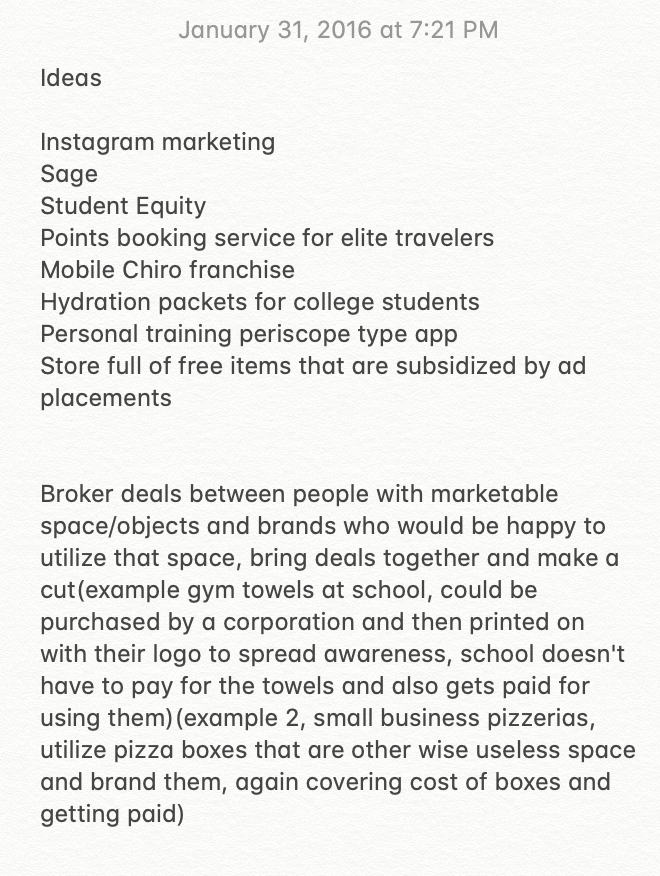 Jan 2016Student Equity - AKA getting a piece of a students future earningsUtilizing unused space for marketing, subsidizing costs (pre-dating  @slice co-branded pizza boxes)