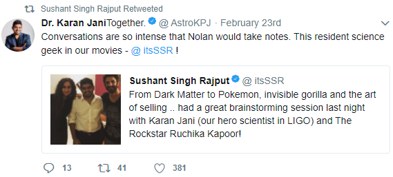 Below tweets will include some of SSR deleted tweets before he deleted thousands of tweets most probably before 15th May 2018 when he was going to enter into new world of Innsaei. This is from 23rd February 2018