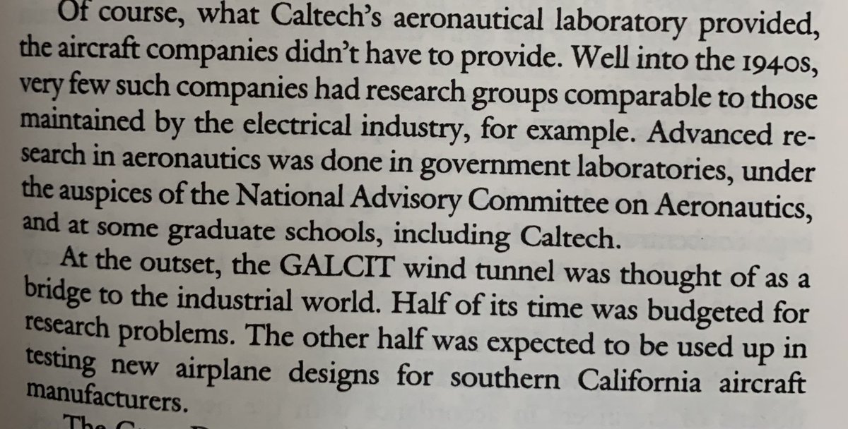 This tunnel was used 50% for academic research and 50% by industry. The double whammy of Van Karman in SoCal and  @Caltech’s best-in-the-world wind tunnel was a major boon for the nascent Southern California aerospace industry(Sources: “Millikan’s School” by Goodstein)