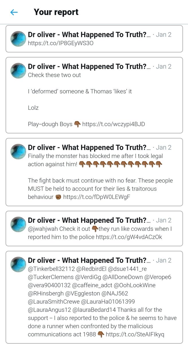 My reports against him which Twitter rejected. My suspension email. My appeal email. My email from Twitter declaring they had rejected my appeal 1.