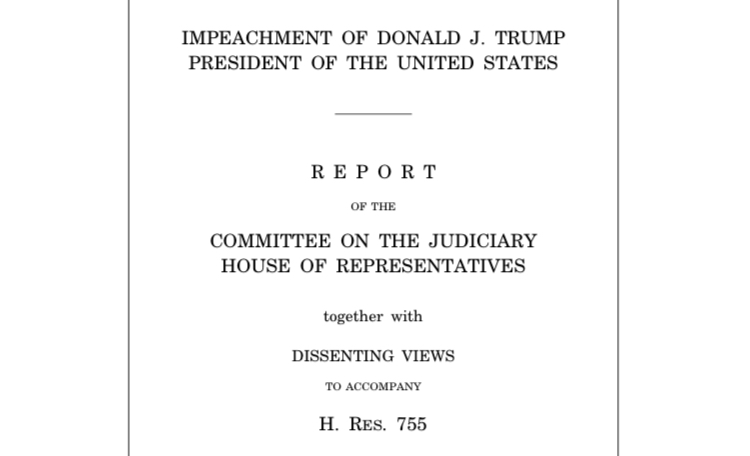 To learn more about the impeachment, I'd urge you to consult the full report issued by the House Judiciary Committee. It's a bracing read. And it powerfully illuminates Trump's recent efforts to subvert our institutions of government. Report here:  https://www.congress.gov/116/crpt/hrpt346/CRPT-116hrpt346.pdf