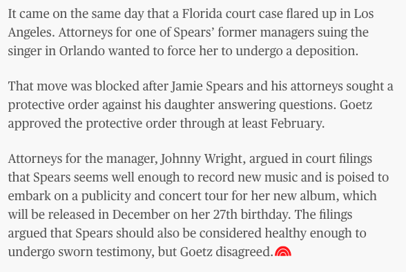 On the same day, Reva Goetz deemed Britney unable to testify in a lawsuit brought by her former manager Johnny Wright.  #FreeBritney
