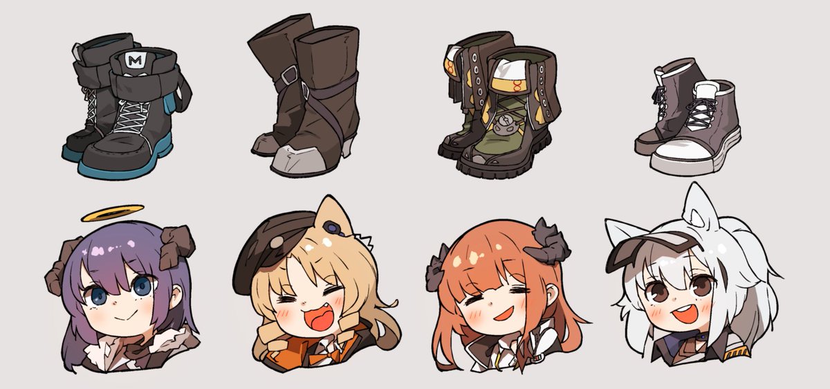 swire (arknights) multiple girls horns animal ears orange hair smile open mouth 4girls  illustration images