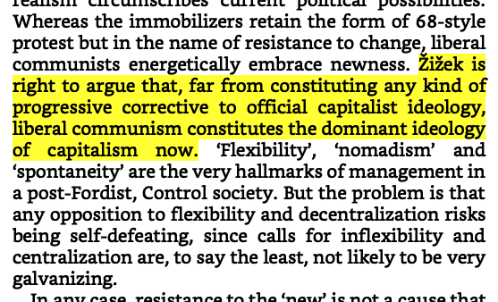 he puts "so-called 'liberal communists'" in quotes (referring to Gates and Soros), so as to establish a safe ironic distance insulating himself from critique for using such vulgar anticommunist verbiage...then goes on to use the phrase without quotes henceforth