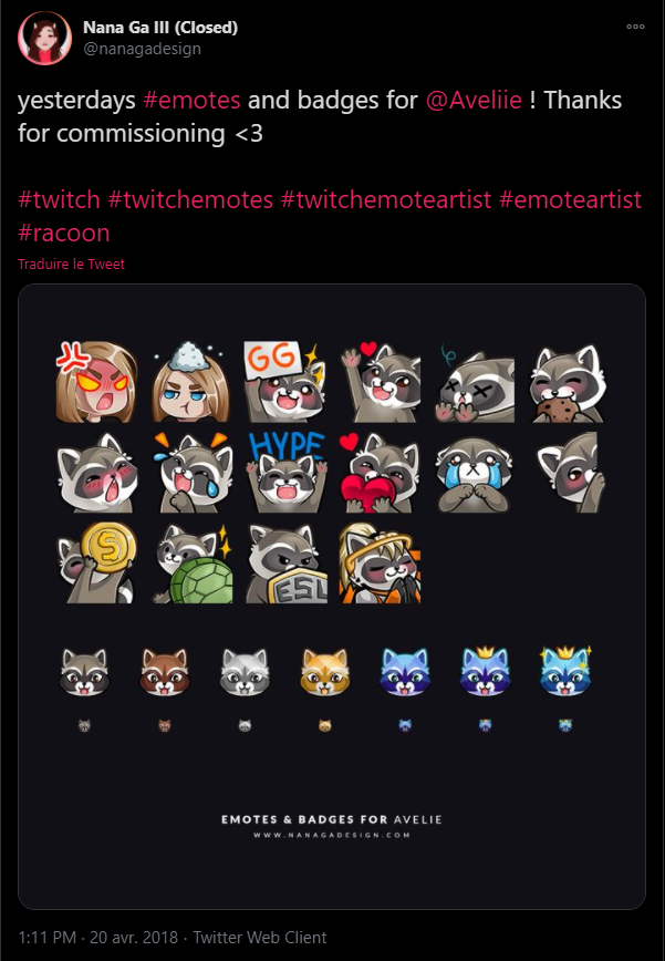 Seulement, après avoir fait un petit tour sur sa chaîne, je me rends compte que ces emotes ressemblent vraiment beaucoup à celles qu'elle a envoyé à l'artiste à laquelle elle a commandée :