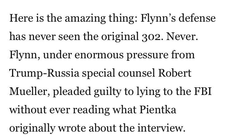 3/ Illegally leaking personal memos to the press [Comey] to prompt a Special Counsel.Framing  @GenFlynn for conducting routine [LEGAL] transition calls after Trump’s victory and hiding the original FBI 302’s, which prove he wasn’t lying to the FBI agents Comey sent to the WH.