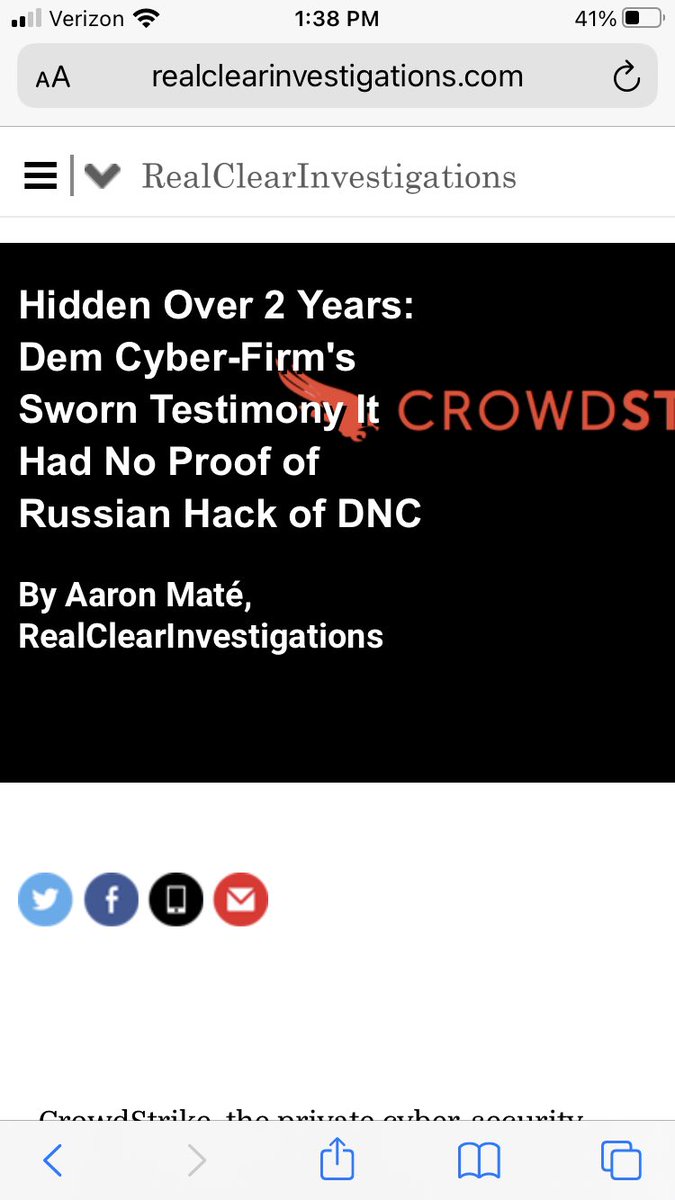 6/ Lying about confirmation that Russia hacked the DNC [there remains NO direct evidence to support this claim, which Crowdstrike’s CEO admitted].Failing to obtain the DNC server to determine who “hacked” it + leaked the DNC emails ... or if it was hacked at all [it wasn’t].