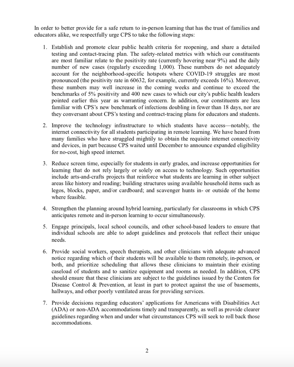 Proud to join a majority of my colleagues on the City Council on this letter regarding the CPS reopening plan.