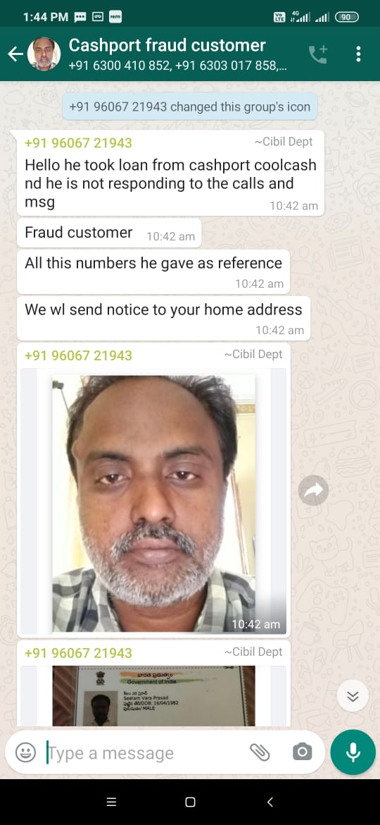 #OperationHaftaVasooli @Pravinkks @SaveThemIndia @PMOIndia @NarandraModi_PM @AmitShah @AndhraPradeshCM @VjaCityPolice @dgpapofficial I am varaprasad from Vijayawada. I am the vicitam of instant loans apps. These recovery agents are harassing me and created watsup groups.