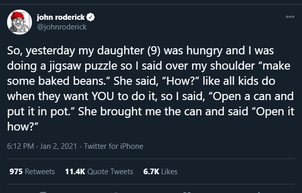 So Bean Dad has been on my mind all day and I think the answer to his awfulness is right there in the 1st tweet. His daughter asked him an honest question (How?) and his automatic response is to assume a 9 year old is manipulating him.