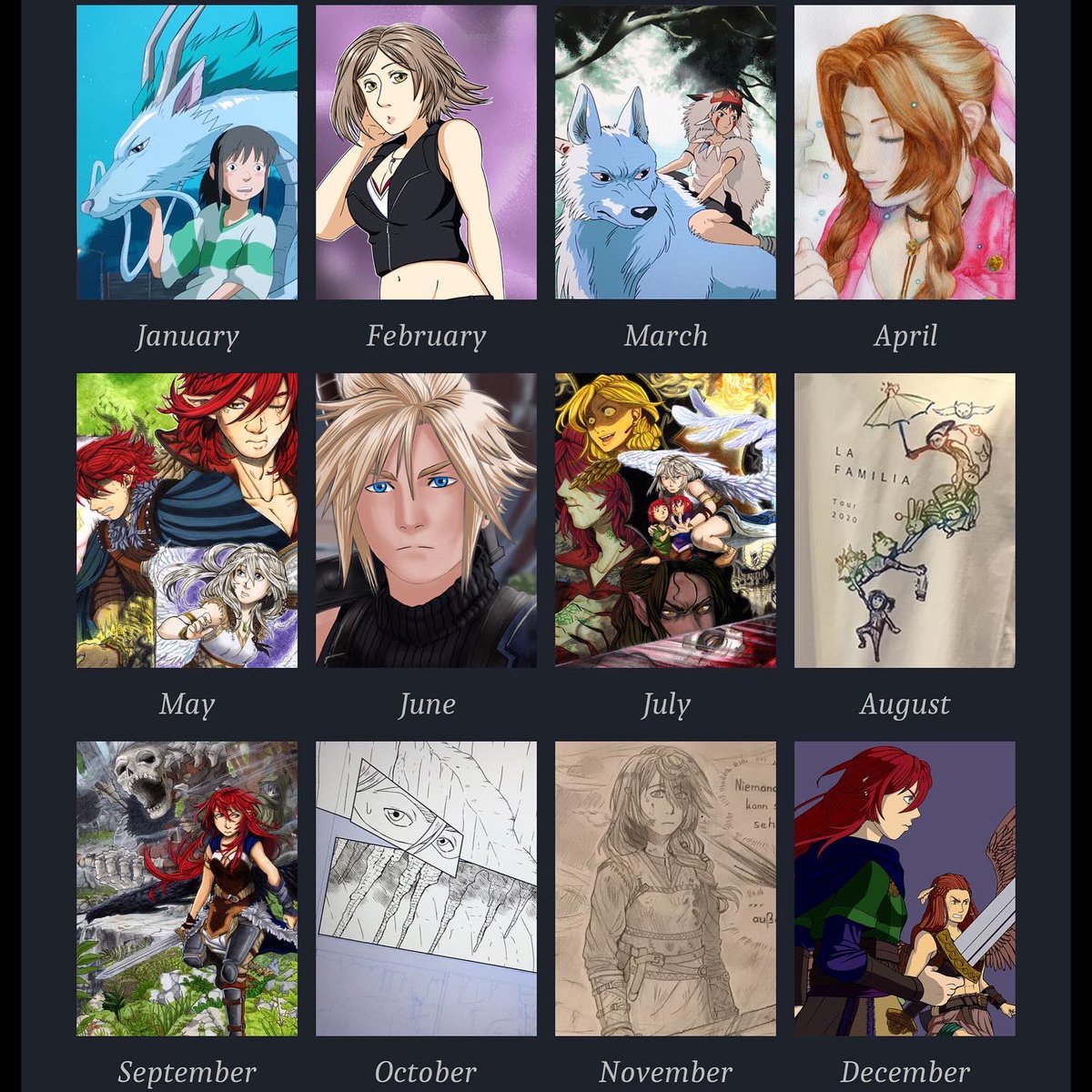 Kaara_Jackson's tweet photo. #summaryofart2020 😊
Ich habe echt viel geschafft. 2020 war nicht nur schlecht 😅 mal sehen, wohin die Reise dieses Jahr führt.
#artistsontwitter #summaryof2020 #ff7remakefanart #ghibliredraw #originalart https://t.co/c6kYB508GF