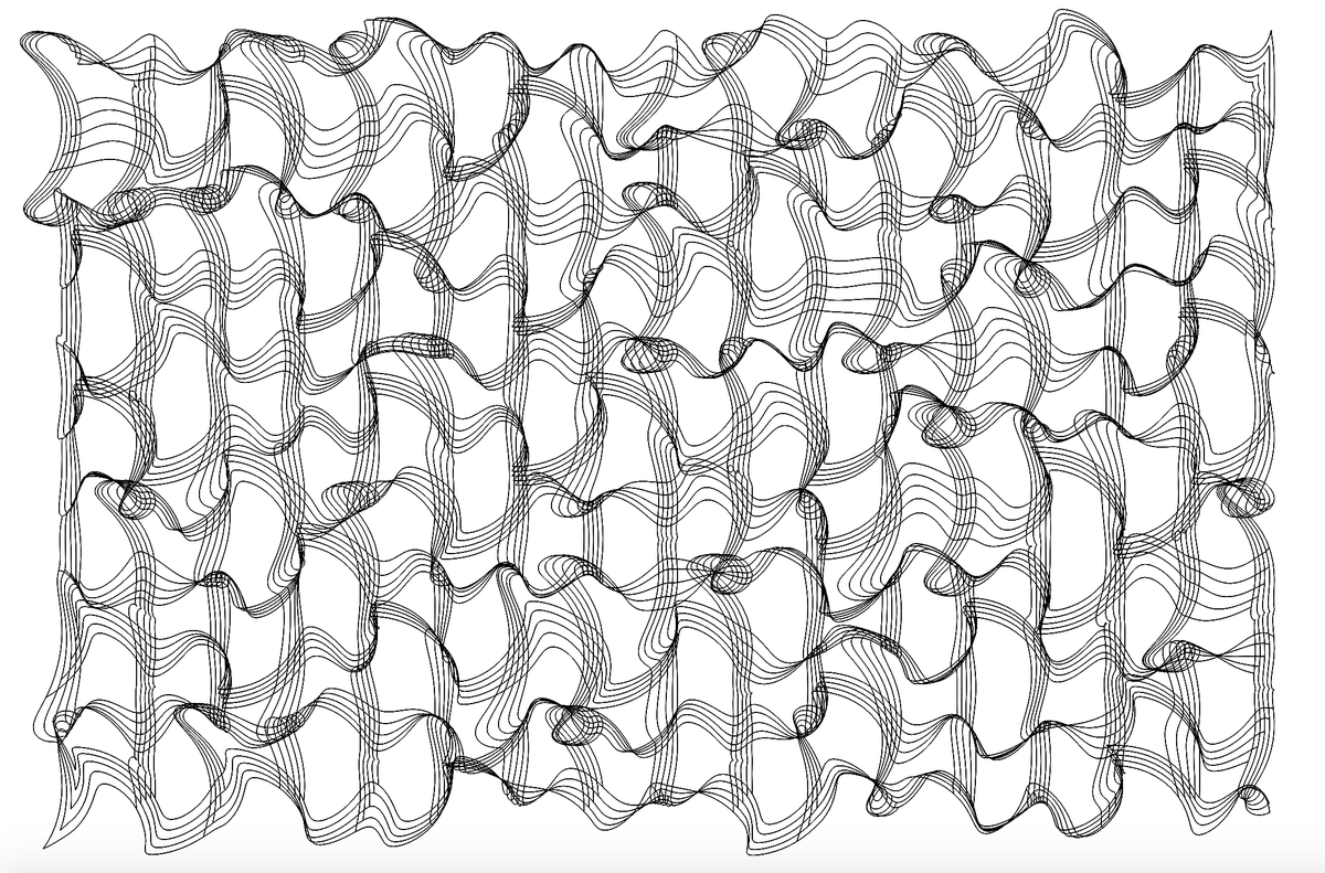 I'm a bit late, but I thought I'd give #genuary2021 #genuary a go. This is my entry for day 1 (prompt: triple nested loop). I'm planning to plot it for #plottertwitter soon.