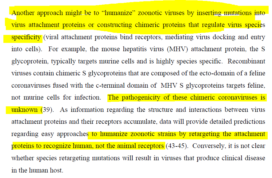 Another approach might be to “humanize” zoonotic viruses by inserting mutations into virus attachment proteins or constructing chimeric proteins that regulate virus species specificity (viral attachment proteins bind receptors, mediating virus docking and entry into cells).