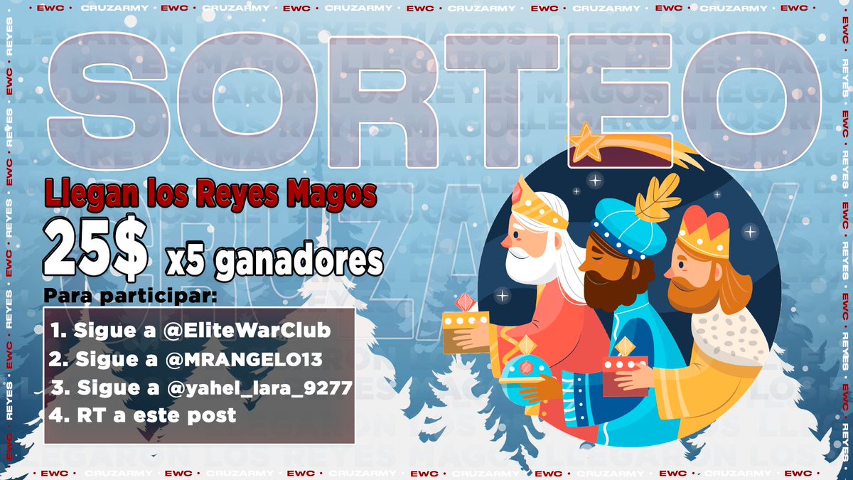 CRUZ (@mundo10cruz) on Twitter photo ✨GIVEAWAY ✨
❌SORTEO DE 25 DOLARES POR PAYPAL X5 GANADORES ❌
🔰REQUISITOS🔰
-SEGUIRME <a href="/mundo10cruz/">CRUZ</a>
-SEGUIR <a href="/EliteWarClub/">EliteWar CLUB 🕹🎮</a> <a href="/yahel_lara_9277/">Yahel MFI 9277</a> y <a href="/MRANGELO13/">MR ANGELO特里莎🇪🇨</a>
-DAR RT Y FAV
🍀GANADORES 6 DE ENERO🍀 ✨GIVEAWAY ✨
❌SORTEO DE 25 DOLARES POR PAYPAL X5 GANADORES ❌
🔰REQUISITOS🔰
-SEGUIRME <a href="/mundo10cruz/">CRUZ</a>
-SEGUIR <a href="/EliteWarClub/">EliteWar CLUB 🕹🎮</a> <a href="/yahel_lara_9277/">Yahel MFI 9277</a> y <a href="/MRANGELO13/">MR ANGELO特里莎🇪🇨</a>
-DAR RT Y FAV
🍀GANADORES 6 DE ENERO🍀