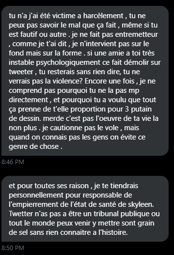 Encore une fois on me fait passer pour la harceleuse, alors que j'ai tout simplement écrit un thread où je démontre des faits via des preuves. Au fond, j'suis un peu un journaliste mdr