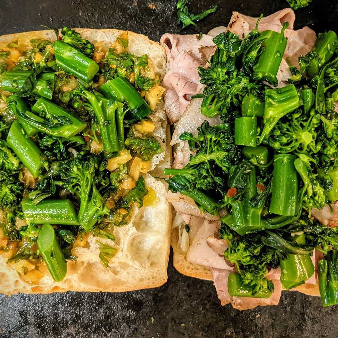CinderBBQdc's tweet photo. The Roast Pork special is ready to go. Thin sliced citrus spiced pork w/ broccolini, swiss & lemon herb gremolata on fresh ciabatta. Our latest collaboration @SingersMeats
Last day before we close for vacation!
#roastporksandwich #supportlocalbusiness #ramwdc #dcfoodie https://t.co/Xl6aHKnN0a