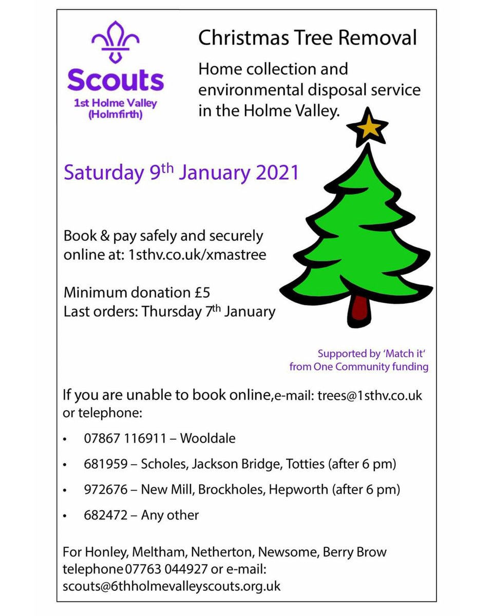 We already have 590 trees booked in for collection next weekend! Have you booked yours in yet? Bookings close this coming Thursday 7th January, so there's still time!

🎄1sthv.co.uk/xmastree🎄

PLEASE SHARE 👇