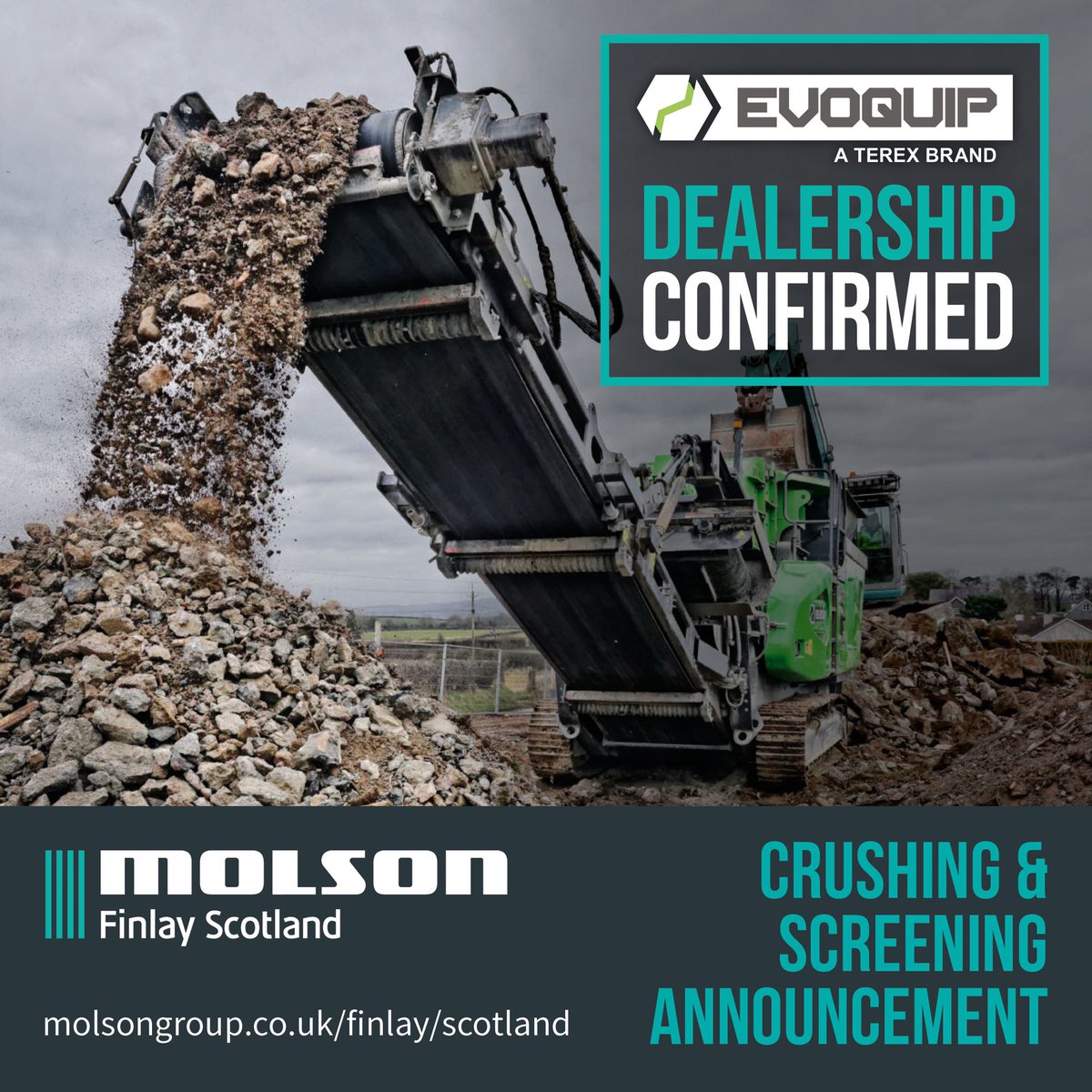 We are delighted to confirm that Molson Group are now the sole UK distributor by <a href="/Evo_Quip/">EvoQuip</a> for full range of compact crushing and screening equipment. 

Take a look at the EvoQuip range here: molsongroup.co.uk/finlay/brands/…

#evoquip #crusher #screener #molsonfinlayscotland #molsongroup