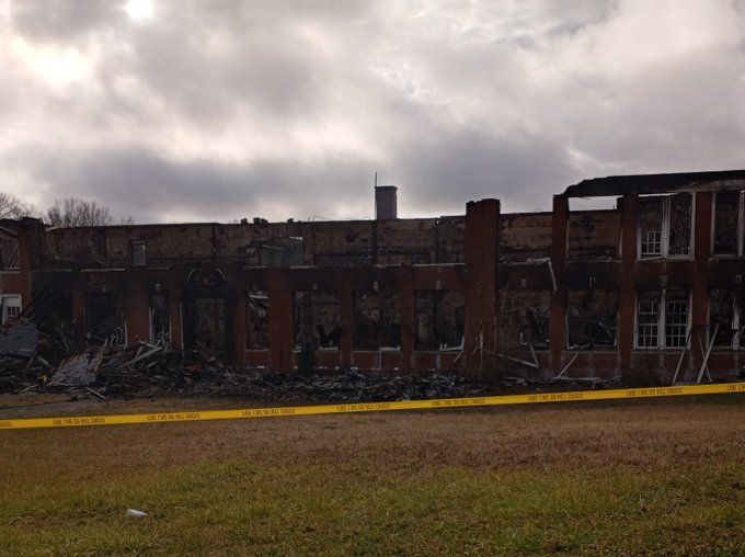 The old Kern Street School building in #ThomasvilleNC was burned down on New Year's Eve. I attended elementary<a href="/tag/thomasvillenc"class="tags">#ThomasvilleNC</a>