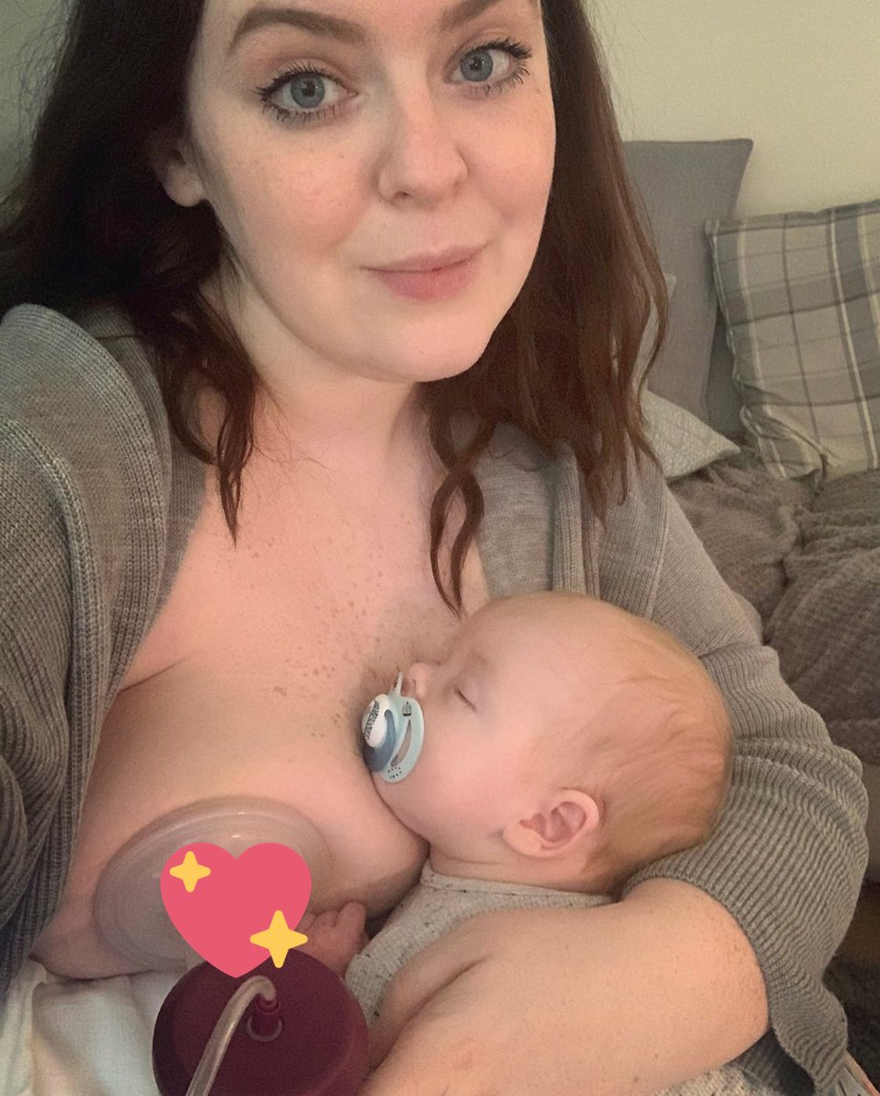 Excuse the picture, but with an impending lockdown most likely coming in, I want to throw so  #RealMotherhood out there, a thread!This is me with Rupert, he’s probably about 2 months old and only wanted to be on me! I was having to express breastmilk every 3 hours.