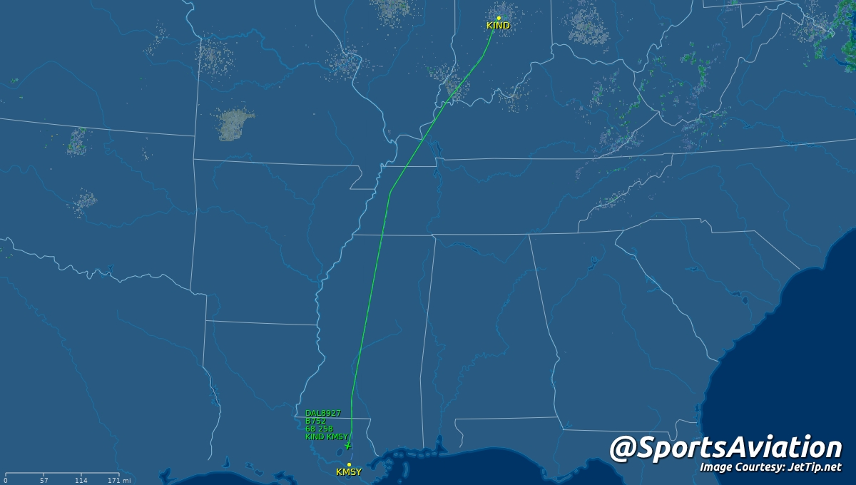 SportsAviation's tweet photo. 🏀 Indiana Pacers (@Pacers)
🗒️ #AlwaysGame just into Big Easy for Monday night
🆚 New Orleans Pelicans #WontBowDown #INDvsNOP
✈️ DAL8927 | N654DL | B752
🛫 IND - 2:52pm ET
🛬 MSY - 3:26pm CT
Track Here👉🏼: https://t.co/aaP8SX2gMr https://t.co/5BKC7IDK9A