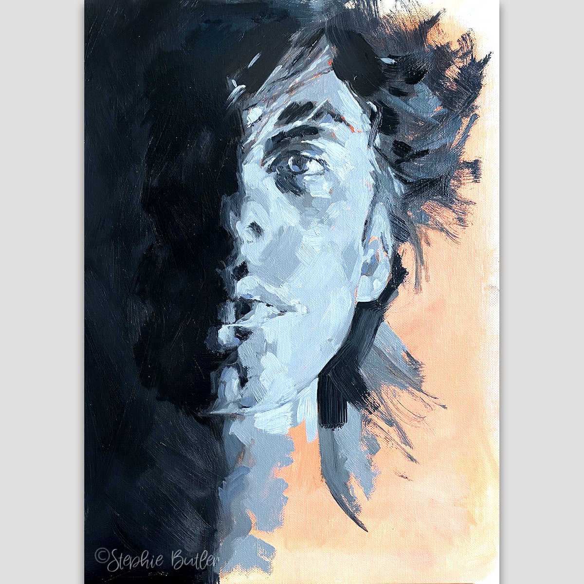 StephieButler's tweet image. 2021 - #portraitstudy No 1
In my continuation of learning how to paint portraits in oils. Studying colour mixing, tone and mark making.
.
#oilportrait #oilpainting #art #portrait #painting #oiloncanvas #portraitpainting #contemporaryart #portraitartist #portraiture