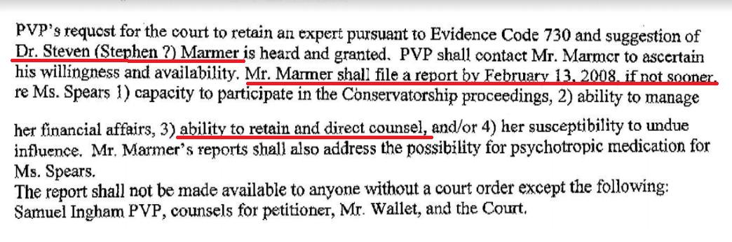 Sam Ingham then suggested the evaluation be done by Dr. Steven Marmer. Reva Goetz granted this request, ordering Dr. Marmer to file a report by February 13th.  #FreeBritney