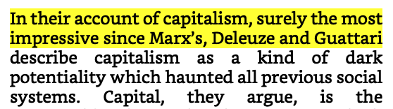 I can think of a *lot* of people I'd put in between Marx and Deleuze and Guattari!