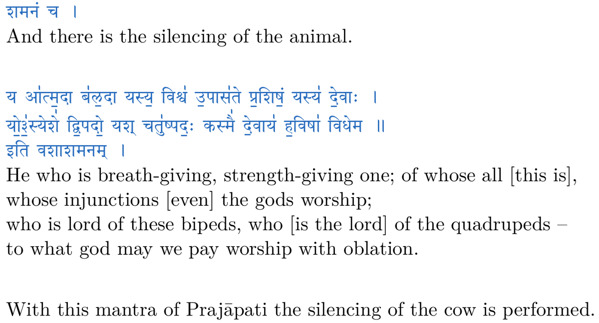 As an illustration here is an example of the how within vaidika tradition the movement away from bovine sacrifice happened with specific reference to the atharvaveda. In the AV kaushika-sUtra, like several other kalpasUtra-s, bovine sacrifice is mentioned: