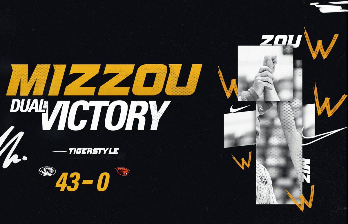MizzouWrestling's tweet photo. 🔥 3-0 record
🔥🔥 Outscored opponents, 114-12
🔥🔥🔥 10 individual ranked wins

#Mizzou SHOWED OUT in its 2021 season opener❗️

#TigerStyle 🐯💪 https://t.co/r87m697Vex
