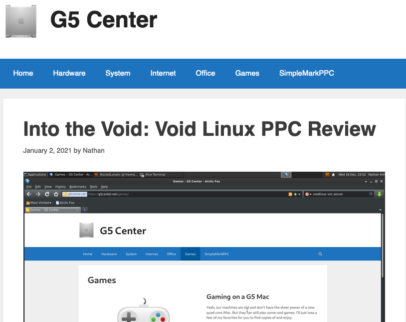 mpc7500v2's tweet image. Into the Void: #VoidLinuxPPC Review
g5center.net/2021/01/02/int…
#OpenPower #POWER9 #PowerPC #PPC970 #VoidPPC #VoidLinux