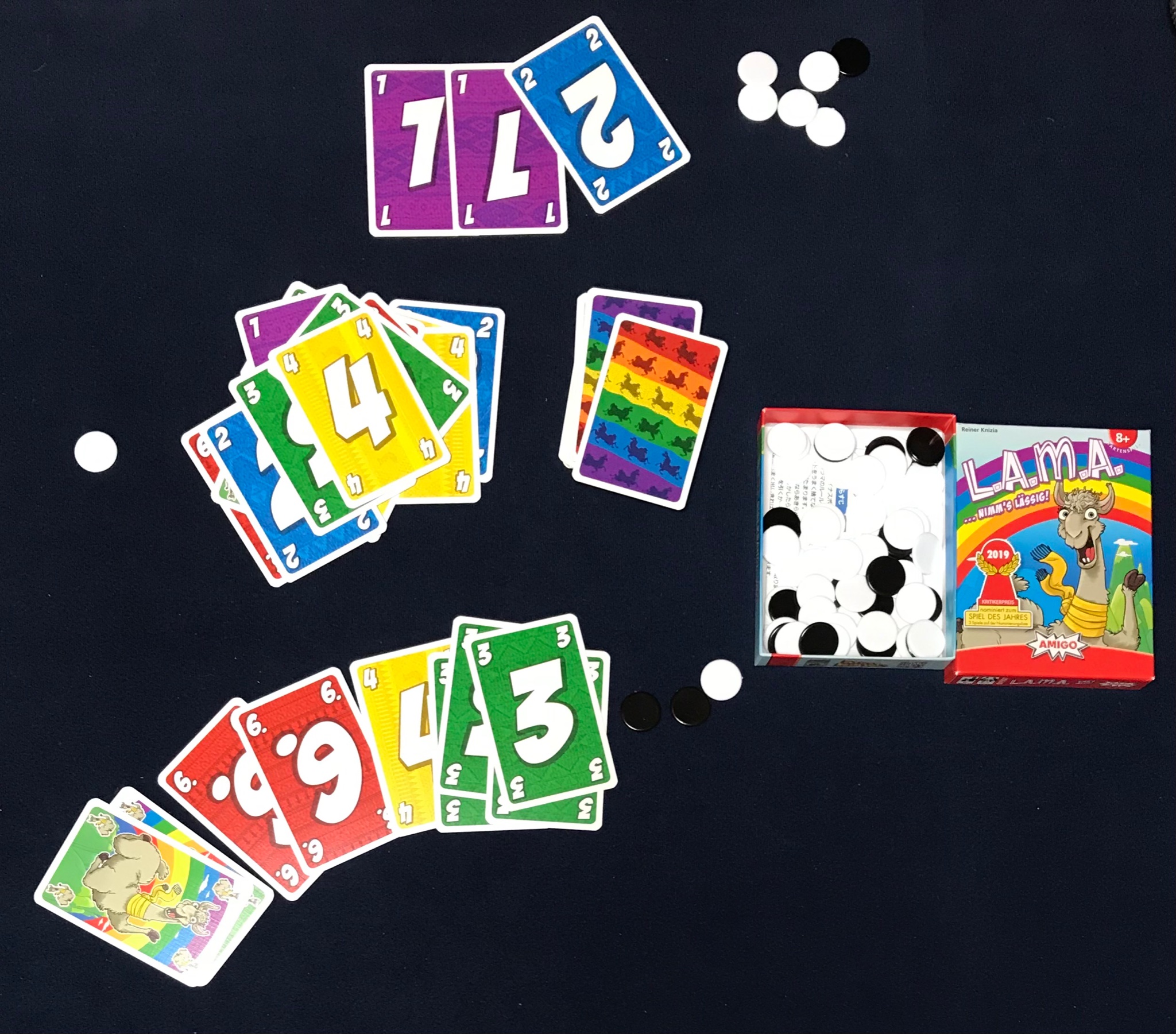 ボードゲームやらまいか ラマ 天才ライナークニツィア様のカードゲーム 場の数と同じか1大きいカードしか出せないだけの簡単な ルール 全て手札を出せたらボーナス 何回もプレイしたくなるのが名作の証です 小学校低学年からオススメ T Co