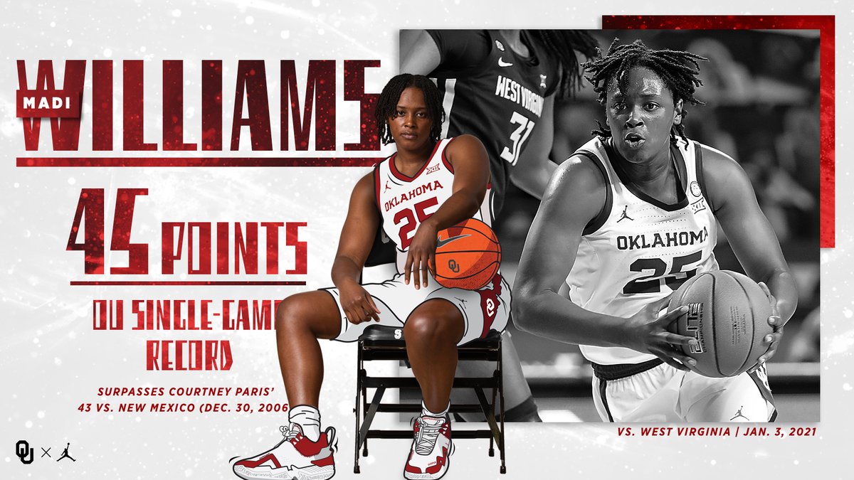 OU_WBBall's tweet photo. 4⃣5⃣

OU single-game scoring record and the most points by a D-I player this season. #OUrWay https://t.co/OaLOiWoSBy