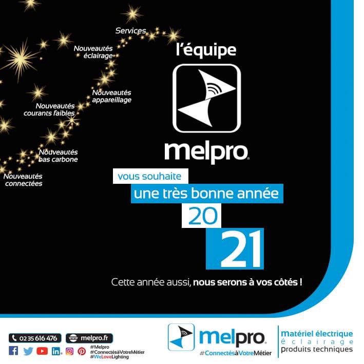 lequipeMELPRO's tweet photo. L'équipe #MELPRO vous souhaite une très #bonneannée 2021 ! 
Cette année aussi, nous serons à vos côtés 😀, car nous sommes plus que jamais #connectésàvotremétier !
#distributeur #matérielélectrique #produitstechniques #rouen #normandie #caen #lehavre #evreux #bretagne #rennes https://t.co/xy8wXex3OX