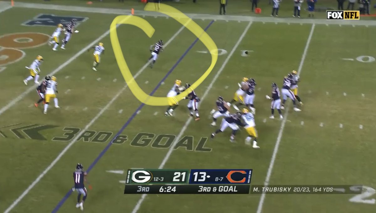 Will need all 22 to see if Arob beats double coverage on left side but who we going to here fellas? Trubisky hits monty and hopes for best but I he design has no shot for anyone on this side of field.