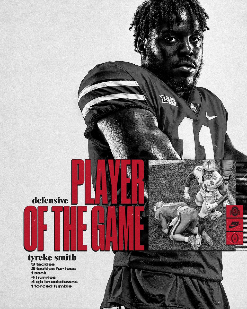 OhioStateFB's tweet photo. And, the final Co-Defensive Player of the Game of the Sugar Bowl is...

#11

😏

#GoBuckeyes #Fight @T_23_baller https://t.co/tyCJV6SivI