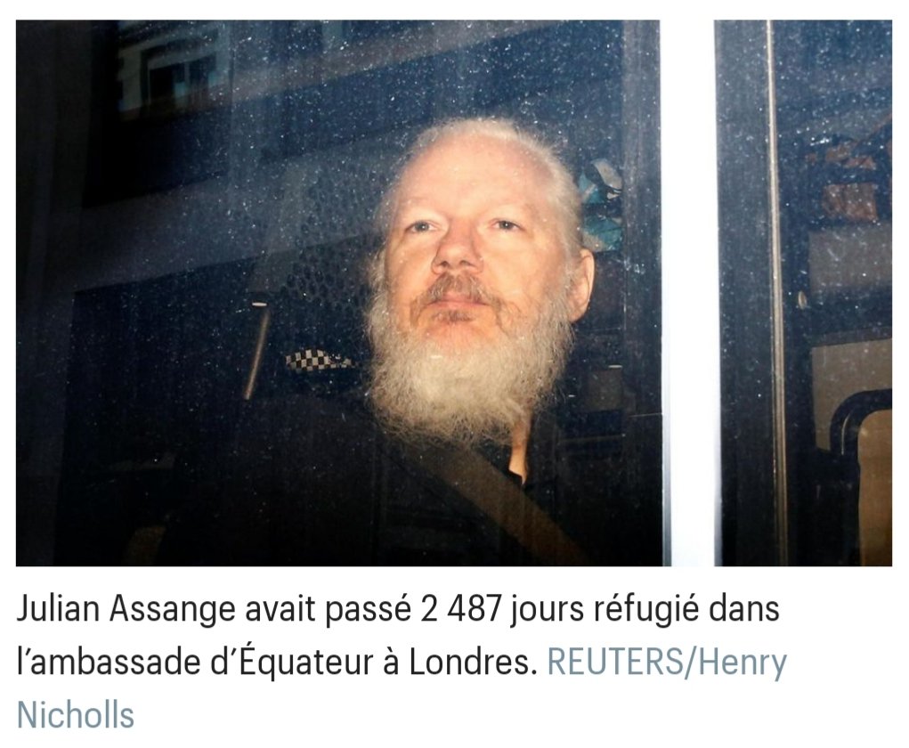 Nadege_Abd's tweet photo. Il a passĂ© 2847 jours Ă l'ambassade d'Ăquateur, 633 Ă la prison de Belmarsh Ă Londres, #JulianAssange sera fixĂ© sur son sort ce lundi. Sera-t-il extradĂ© vers les US oĂč il risque #175ans de prison? La #justice fera-t-elle honneur ou honte au #RoyaumeUni? The world is watching! đđ» https://t.co/AEgoHIAgFM