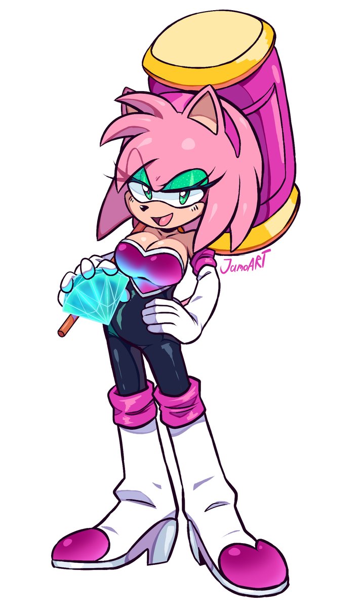 Finally a good excuse to draw Rouge Amy.Commission for Blahadon on DeviantA...