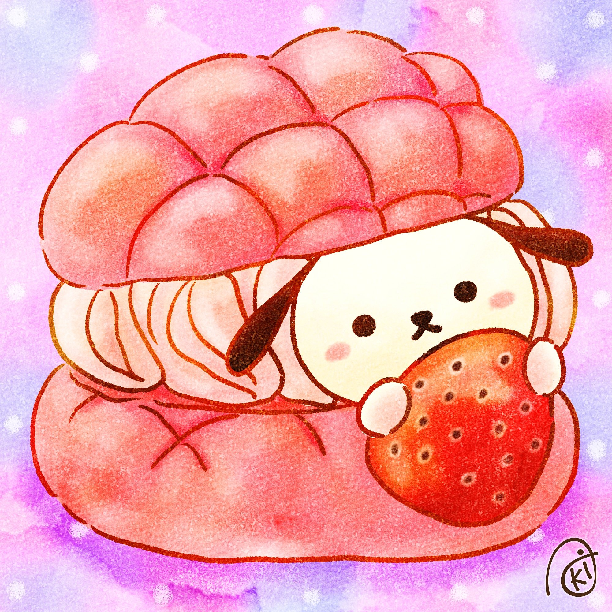 Aki いちごメロンパン イラスト お絵描き 犬 ワンワン いちご メロンパン T Co Nrutrxmamp Twitter