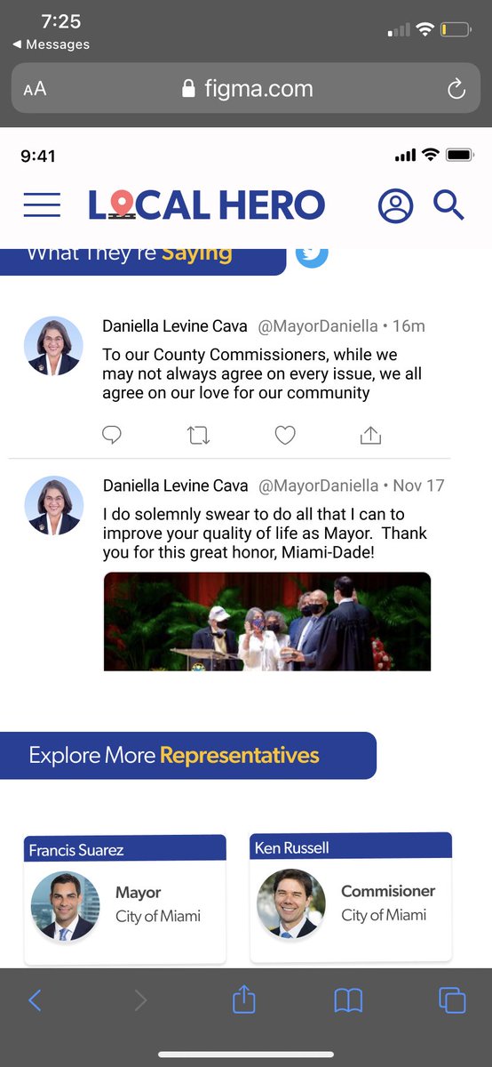laurabries's tweet photo. @MayorDaniella @LevineCava In 2020 furloughed, I enrolled in Wyncode to expand my skills. Connecting citizens with local govt was the concept (and new passion)  of my last project !In celebration of your win at the time, you were the face of our rep profile mock up :) https://t.co/2PmUXPDgYM