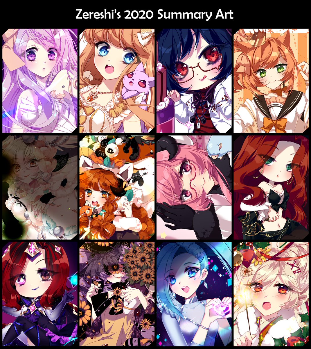 Zereshi's tweet photo. 2020 Art Summary!!!!
I have to say I really like what I did last year, I hope to improve more and more with each drawing ♥
#summaryofart2020 #summaryof2020 #summaryofart https://t.co/X4aisL3PeB
