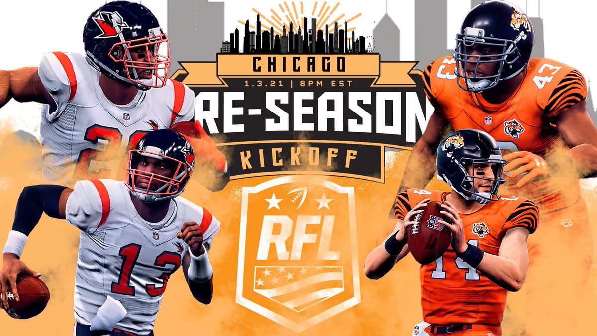 RFL_Sim_League's tweet photo. Tonight scheduled 8pm game has been pushed back to 8:30pm ET due to some technical difficulties. #RFL #Season6 #Madden #Madden21 #Esports #LeagueFirst https://t.co/bPCSP77kVu