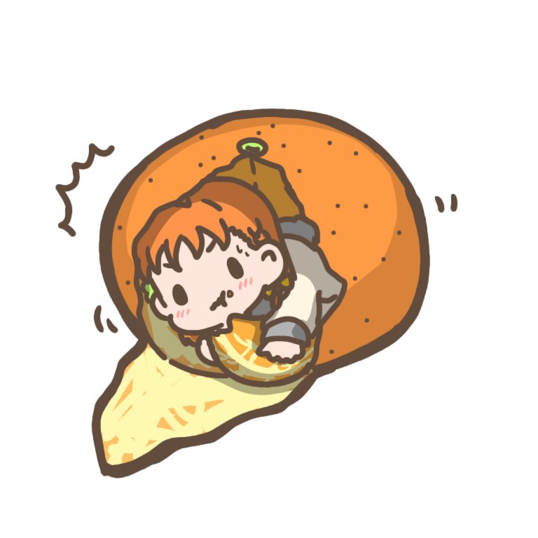 takami chika 1girl food fruit solo mandarin orange orange hair ahoge  illustration images