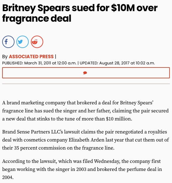 When Britney Spears was sued by Brand Sense over a fragrance dispute, Reva Goetz continued to deem her "not fit to testify" under a deposition.  #FreeBritney