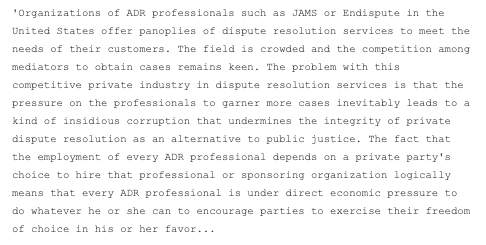 Harvard Professor Peter Murray says ADR professionals such as JAMS, where Reva Goetz now works, engage in practices that lead to "insidious corruption."  #FreeBritney