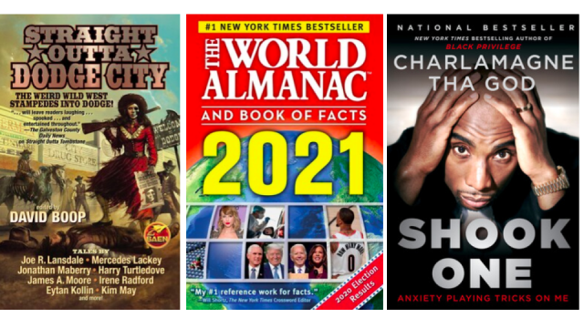 Following December's drive (The World Almanac and Book of Facts 2021; Shook One: Anxiety Playing Tricks on Me by Charlamagne Tha God; and Straight Outta Dodge City), we begin the New Year with books that respond to requests from incarcerated readers.