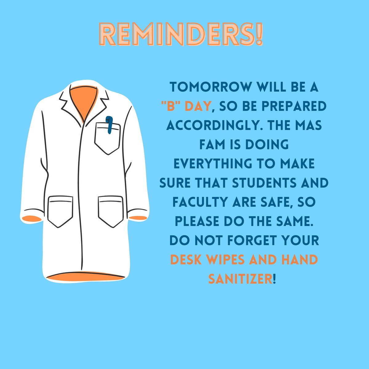 masnewshs's tweet photo. 🎆Welcome to 2021🎆 MAS Students and Faculty!! We are excited to have you back in the new year! Please remember to 😷STAY SAFE😷 and be fully aware of your fellow MAS Fam! #masfam #masismore #massafety https://t.co/KlBOOGRNxS