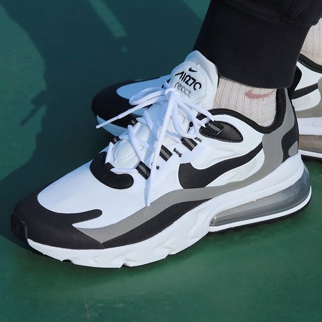 nike air max 270 react white black metallic pewter