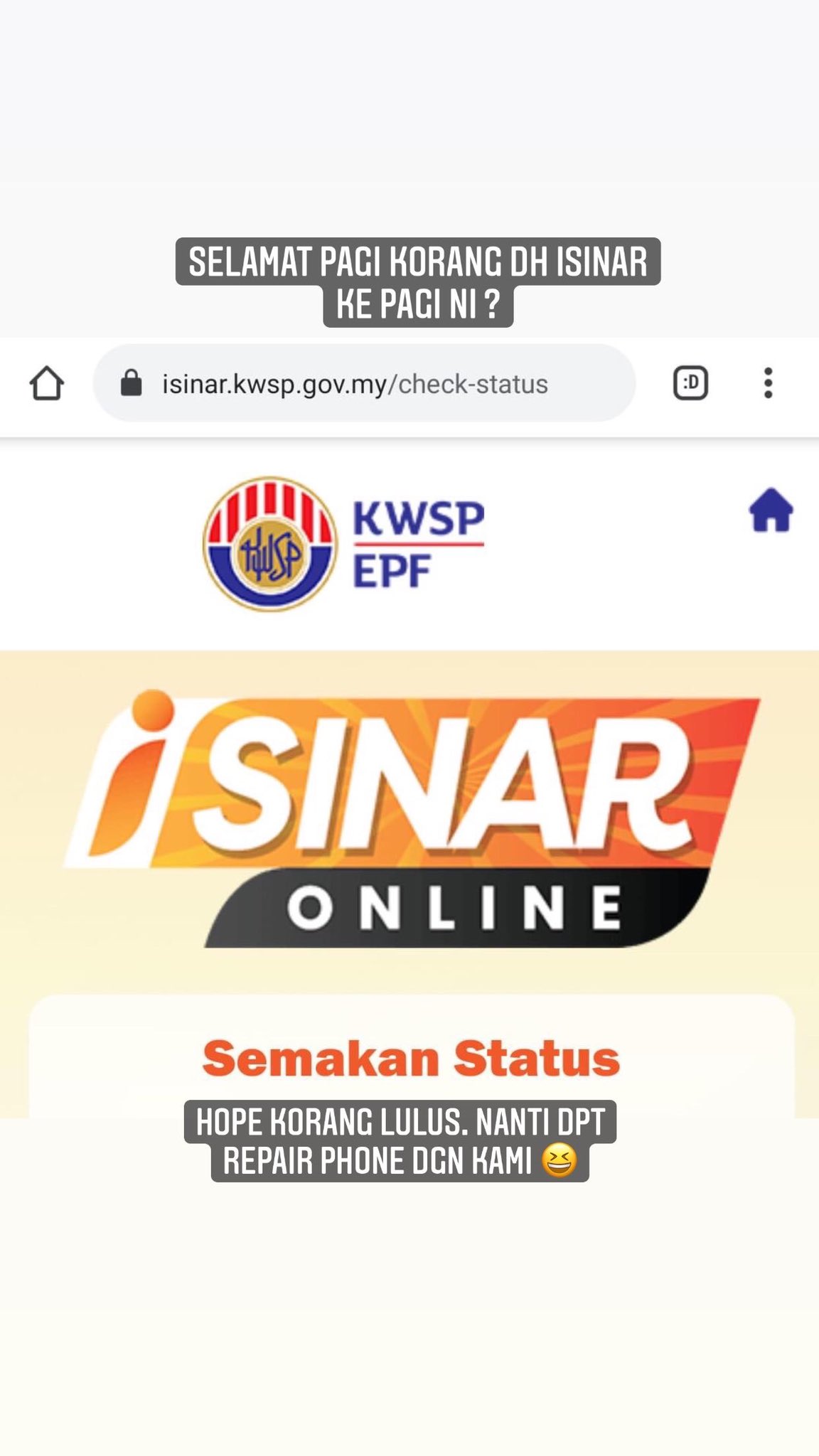 Lulus check kwsp Cara Semak